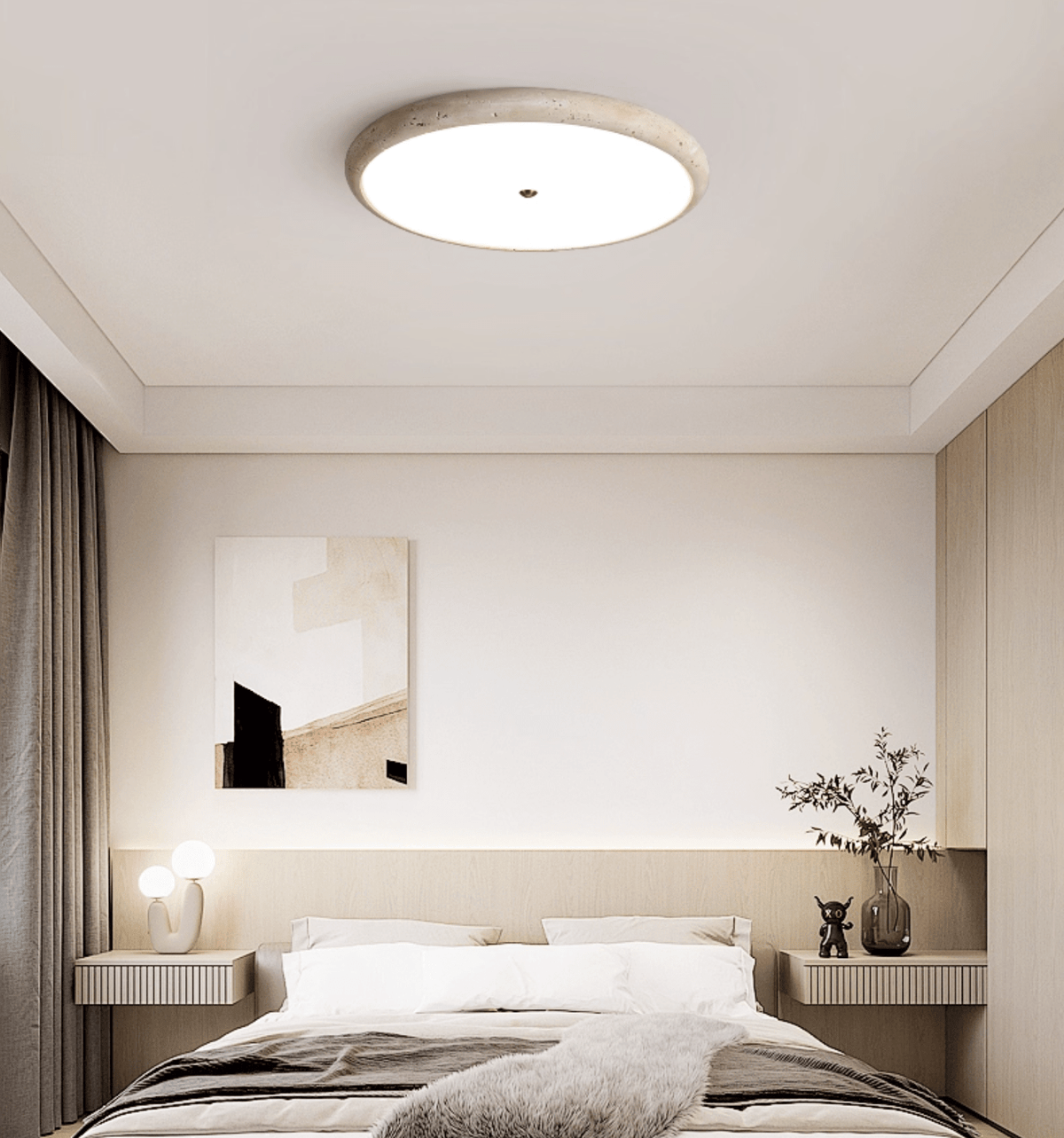 Travertine Disk LED Flush Mount Ceiling Light for Modern Interiors