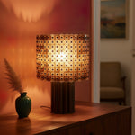 Mica Disc Lattice Table Lamp – Artisan Bronze & Amber Glow