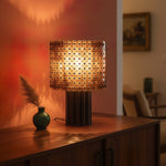 Mica Disc Lattice Table Lamp – Artisan Bronze & Amber Glow