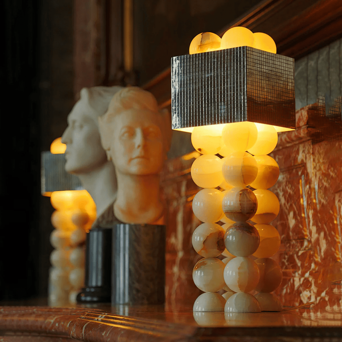 Quava Jade Table Lamp – Natural Stone Sculptural Lighting for Modern Interiors