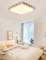 Travertine Scallop Edge Flush Mount Ceiling Light, Natural Stone LED