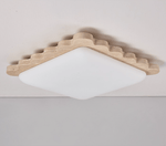 Travertine Scallop Edge Flush Mount Ceiling Light, Natural Stone LED