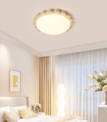 Travertine Scallop Edge Flush Mount Ceiling Light, Natural Stone LED