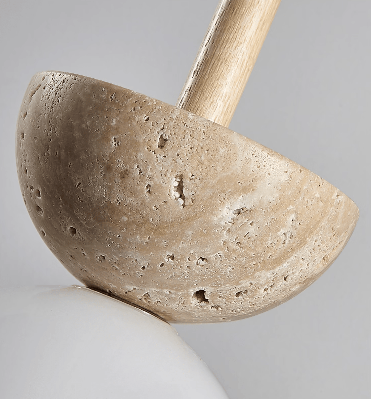 Travertine Half Duo Pendant Light – Natural Stone Modern Hanging Lamp