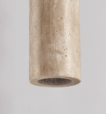 Travertine Cylinder Pendant Light with Wood Accent