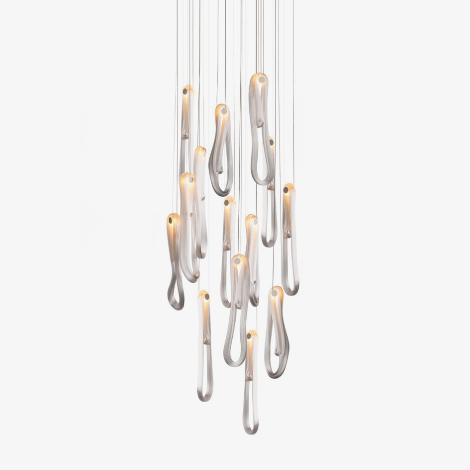 Pearlescent Glass Filament Chandelier – Modern Designer Pendant Light