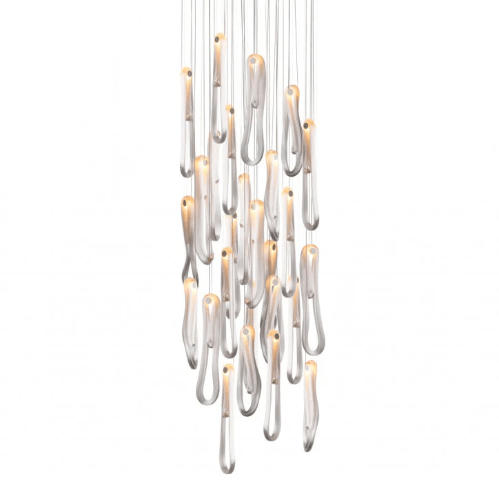Pearlescent Glass Filament Chandelier – Modern Designer Pendant Light