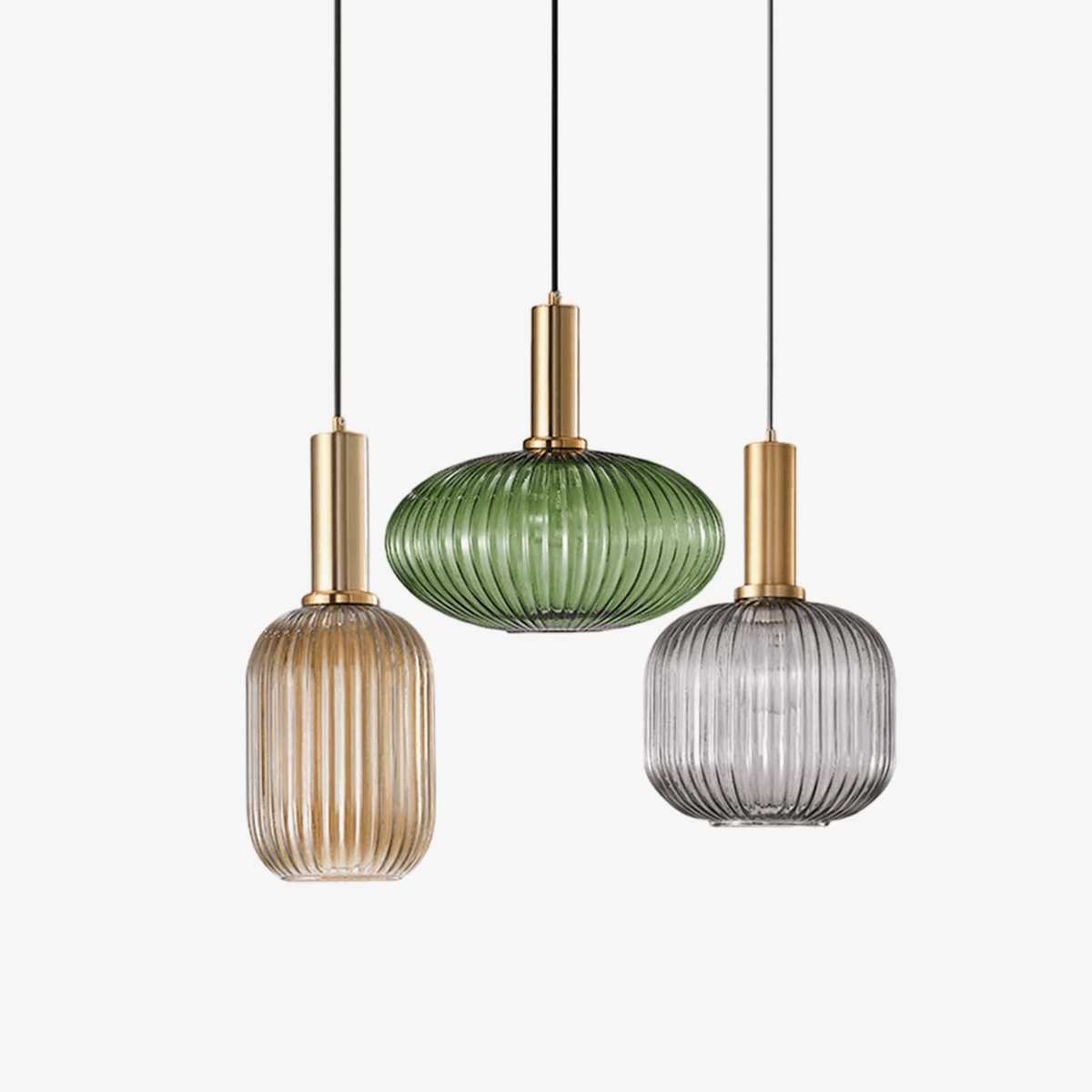 Flair Glass Pendant Light – Art Deco Reeded Glass Ceiling Lamp for Dining Room and Living Room