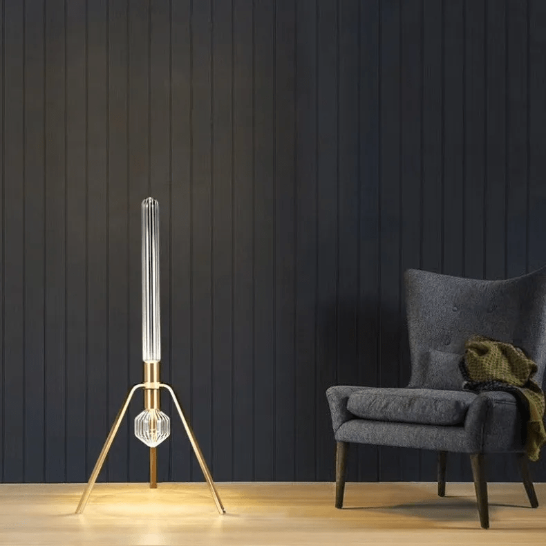 Cipher Crystal LED Floor Lamp in Gold for Modern Interiors