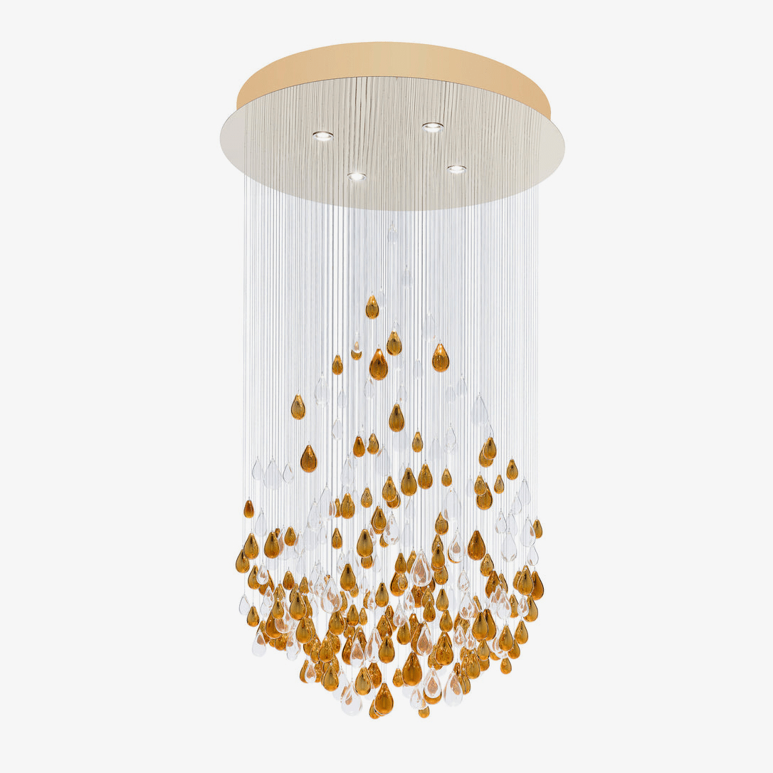 Droplets Sculpture Chandelier – Modern Glass Pendant Light for Dining Room and Living Room