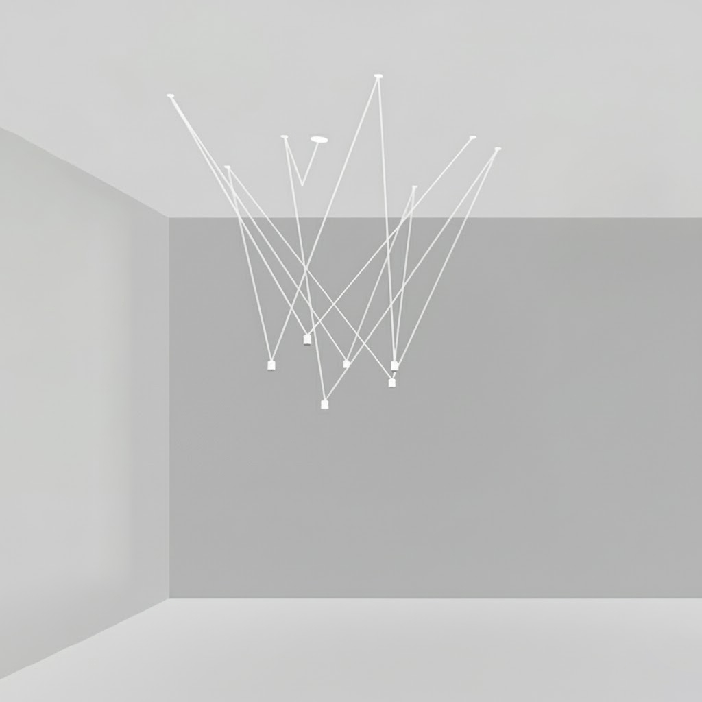 Modular Pendant Chandelier with Matte Lacquered Cables, 1-12 Lights