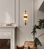 Duo Alabaster Wall Sconce with Aged Brass Accents