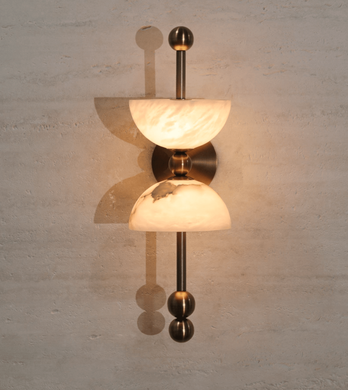 Duo Alabaster Wall Sconce with Aged Brass Accents