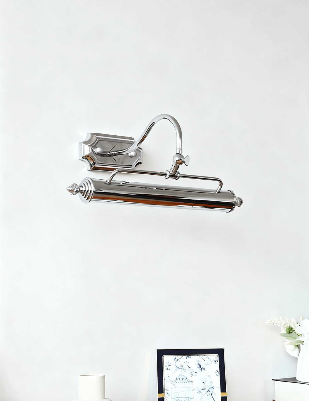 Lumeo Adjustable Wall Sconce in Satin Metal for Artwork and Bathroom Lighting