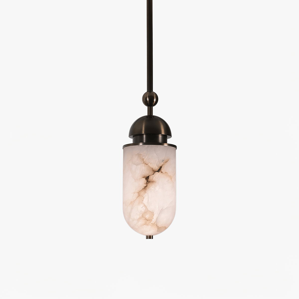 Capsule Alabaster Pendant Light in Bronze with Integrated LED
