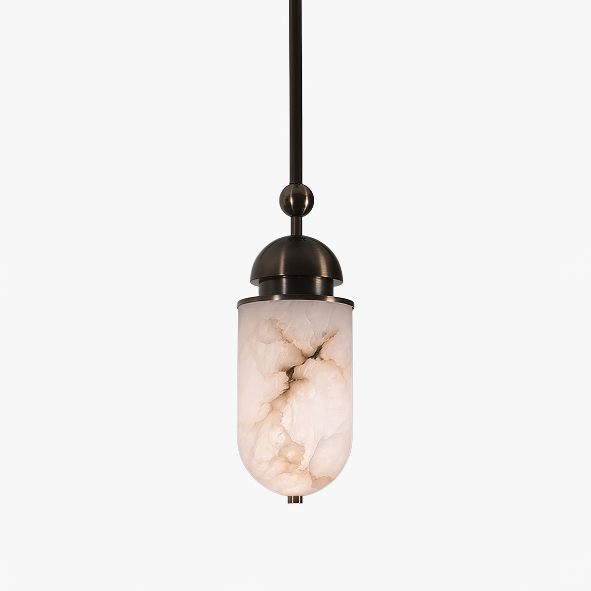 Capsule Alabaster Pendant Light in Bronze with Integrated LED
