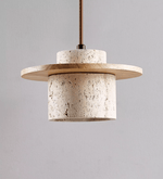 Cylindrical Travertine Wall Sconce in Walnut and Metal