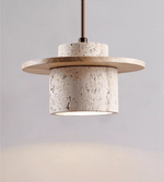 Cylindrical Travertine Wall Sconce in Walnut and Metal