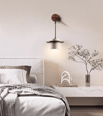 Cylindrical Travertine Wall Sconce in Walnut and Metal