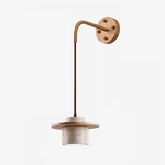 Cylindrical Travertine Wall Sconce in Walnut and Metal
