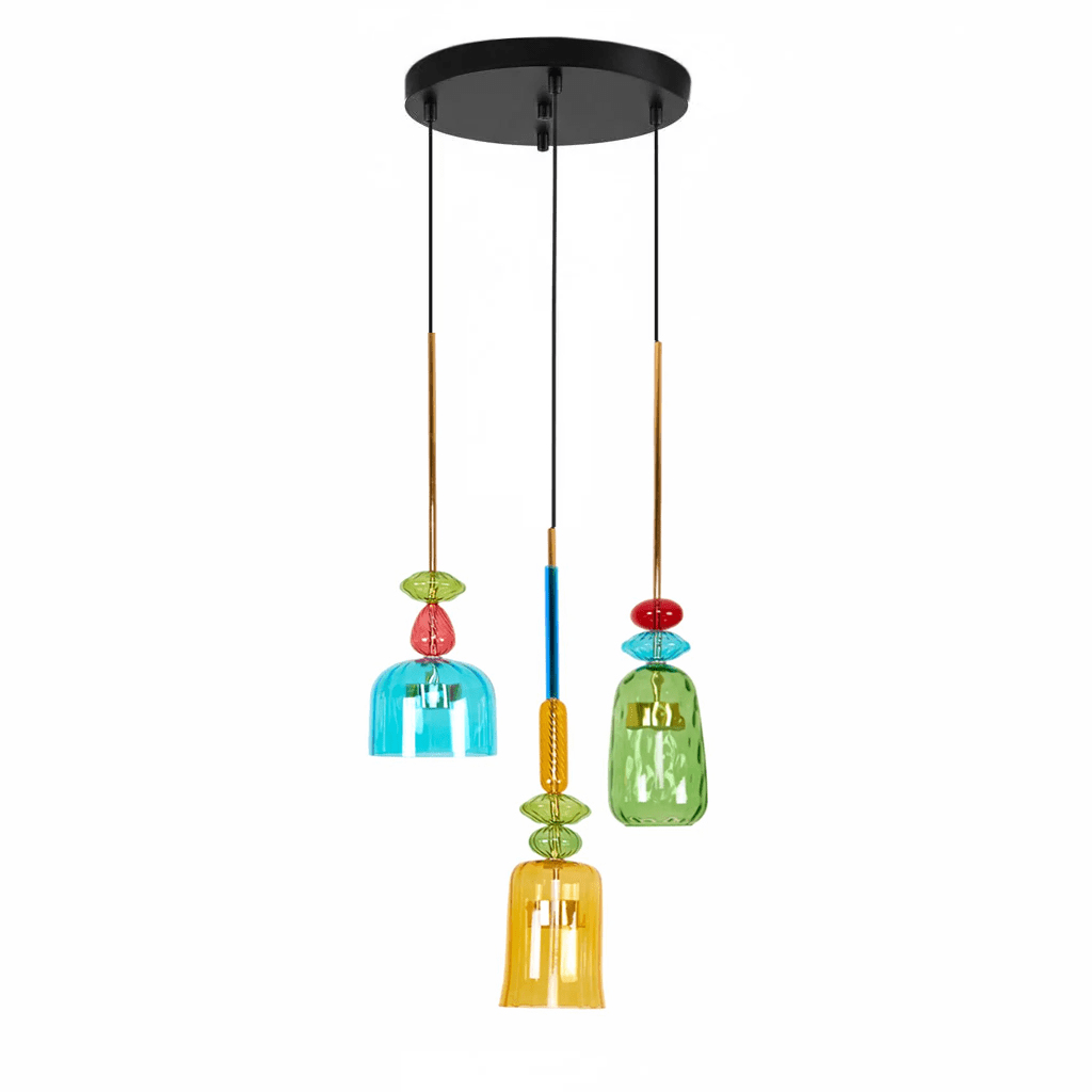 Art Glass Pendant Light – Hand-Blown Stained Glass Chandelier for Dining & Living