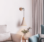 Artisan Microcement Wall Sconce with Wood Accent – Modern Minimalist Lighting