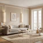 Columnar Fabric Wall Sconce with Gold Accents – Modern LED Lighting