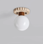 Cogstone Orb Ceiling Light in Travertine and Frosted Glass