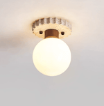 Cogstone Orb Ceiling Light in Travertine and Frosted Glass