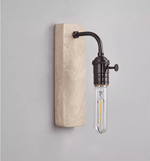 Industrial Stone Wall Sconce in Travertine and Aged Gold