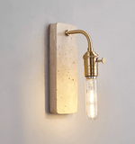 Industrial Stone Wall Sconce in Travertine and Aged Gold