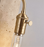 Industrial Stone Wall Sconce in Travertine and Aged Gold