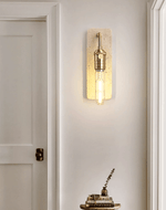 Industrial Stone Wall Sconce in Travertine and Aged Gold