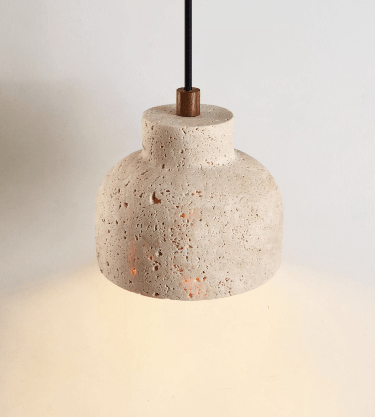 Travertine Bell Pendant Light, Natural Stone Hanging Lamp for Kitchen Island and Dining Room