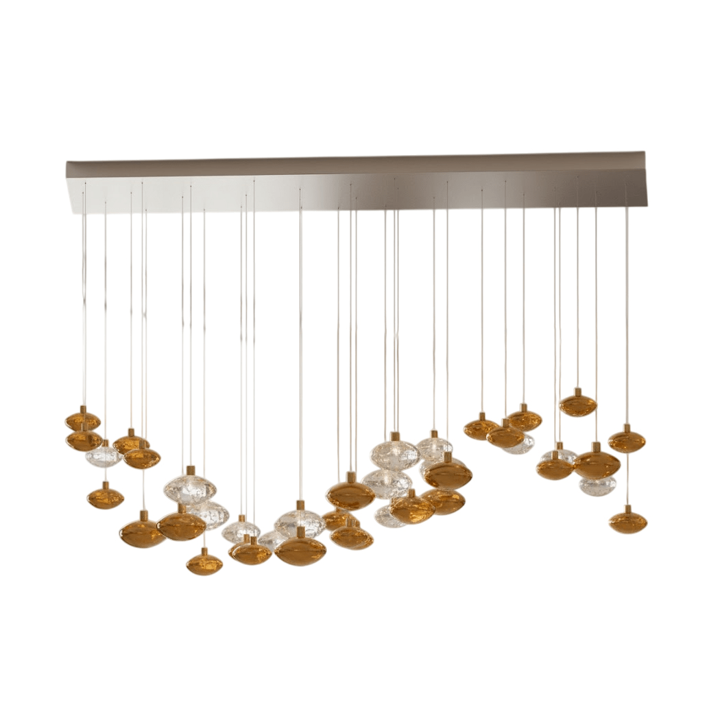 Lure Linear LED Chandelier in Gold and Clear Glass for Modern Interiors