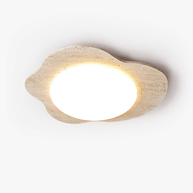 Travertine Cloud Flush Mount Ceiling Light in Natural Yellow Stone