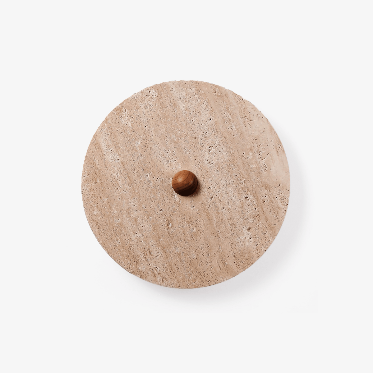Round Travertine Disk LED Wall Sconce with Wood Accent