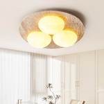 Trio Travertine Flush Mount Ceiling Light with LED Globes