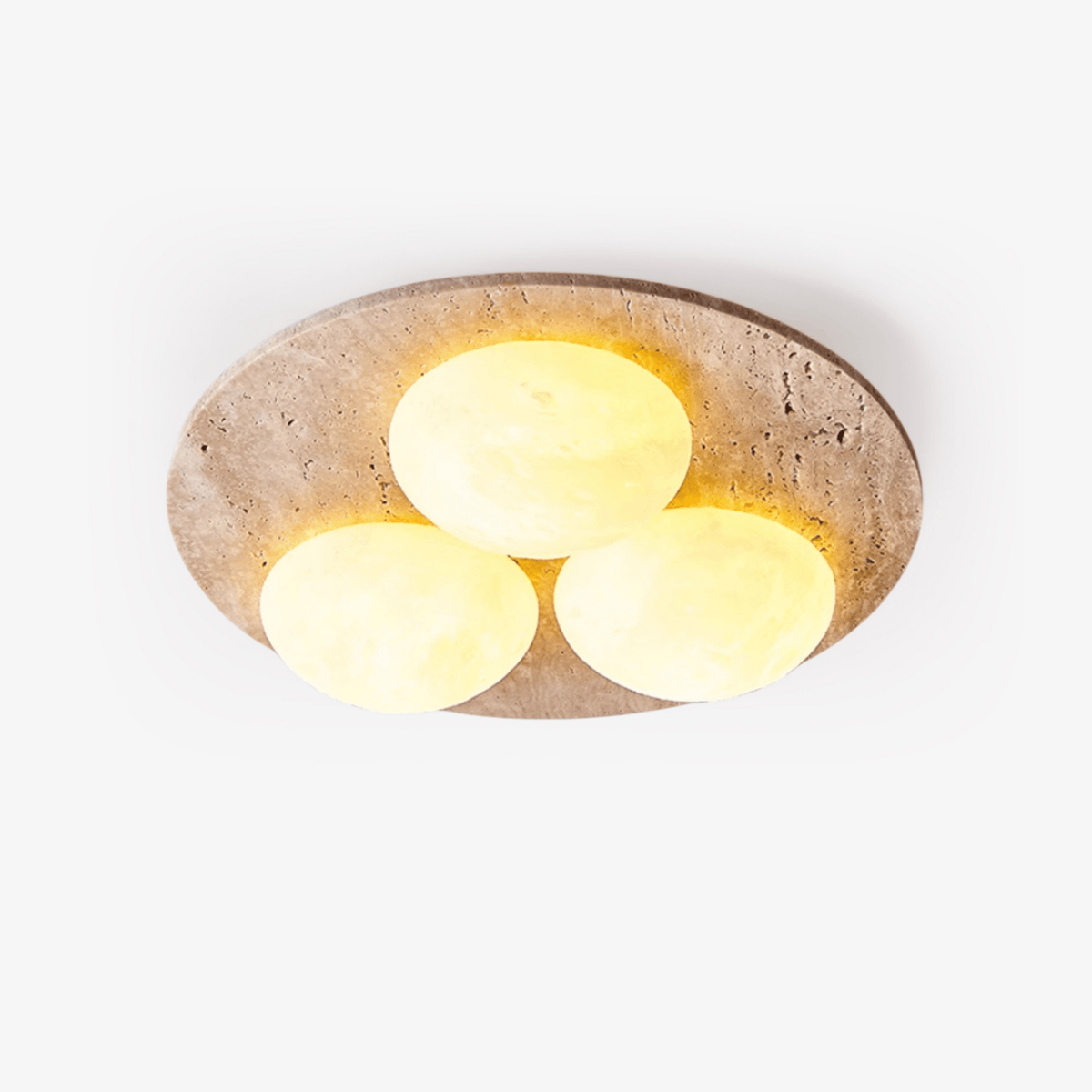 Trio Travertine Flush Mount Ceiling Light with LED Globes