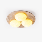 Trio Travertine Flush Mount Ceiling Light with LED Globes