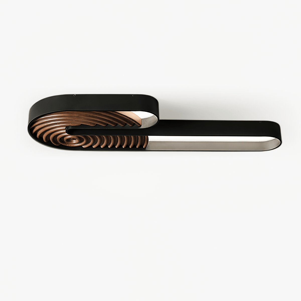 Kinetic Spiral Wall Sconce with LED Light in Black and Wood