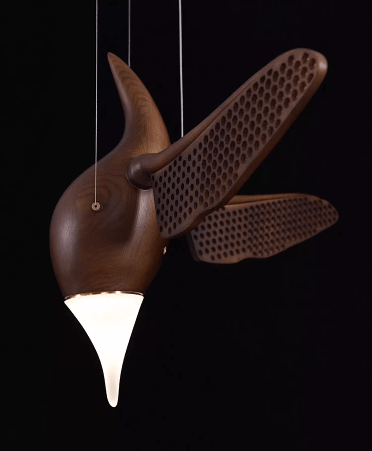 Avian Flight Chandelier – Sculptural Wooden Bird Pendant Light