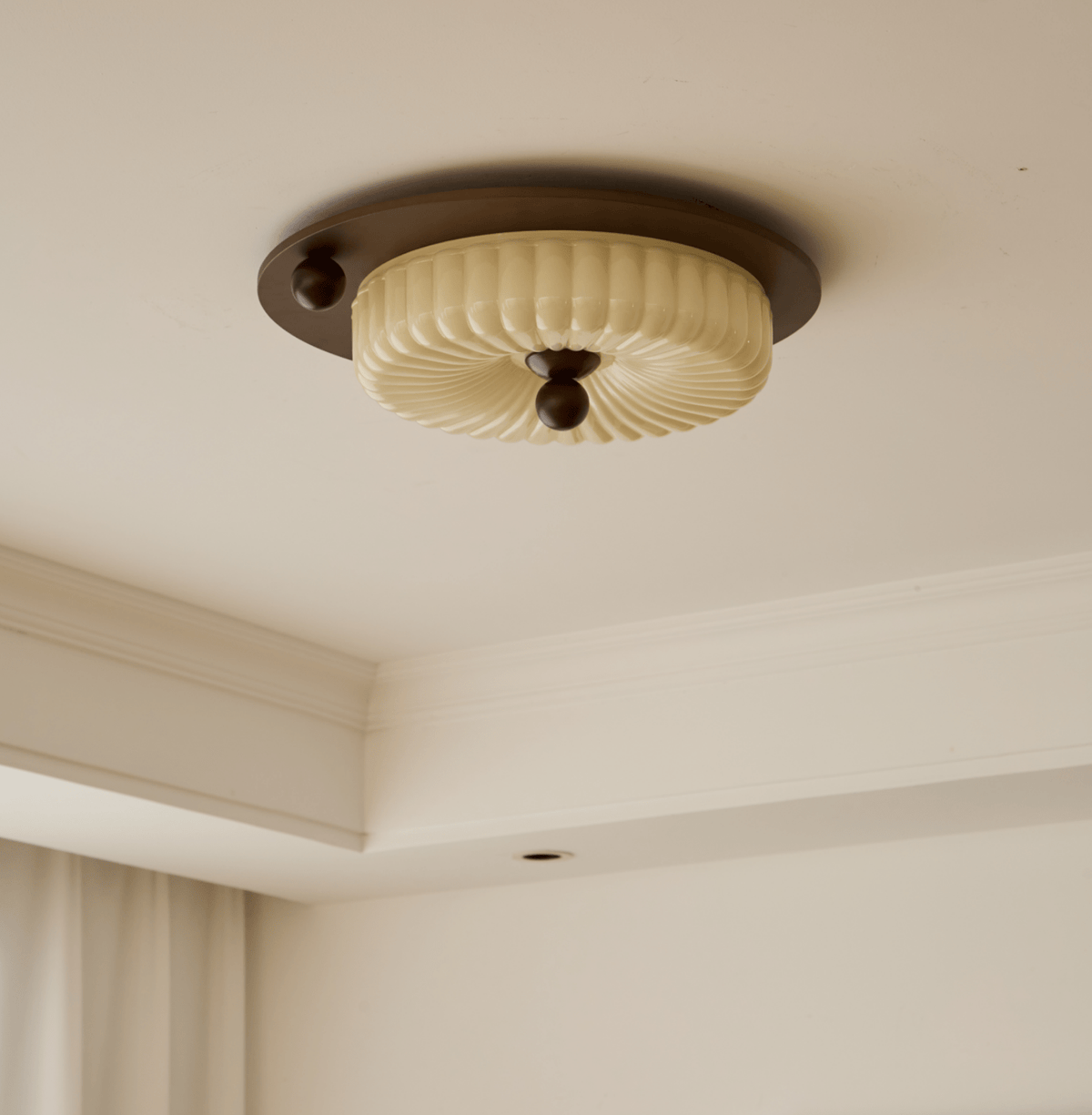 Eclipse Charm LED Ceiling Light in Walnut and Opal Glass