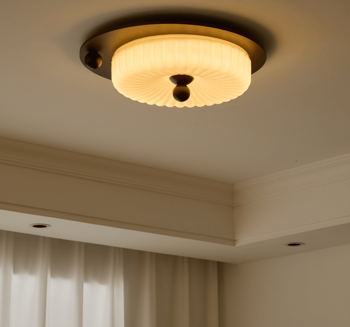 Eclipse Charm LED Ceiling Light in Walnut and Opal Glass