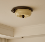 Eclipse Charm LED Ceiling Light in Walnut and Opal Glass