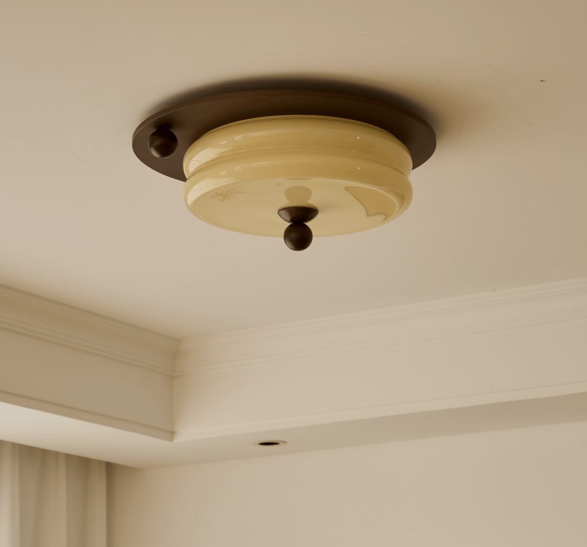 Eclipse Charm LED Ceiling Light in Walnut and Opal Glass