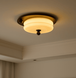 Eclipse Charm LED Ceiling Light in Walnut and Opal Glass