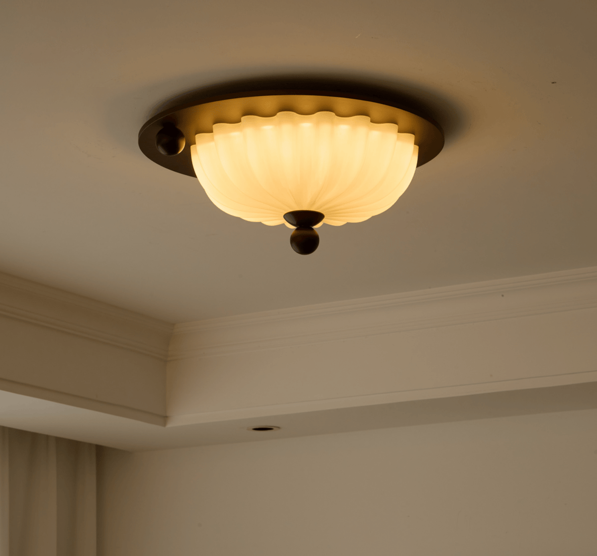 Eclipse Charm LED Ceiling Light in Walnut and Opal Glass