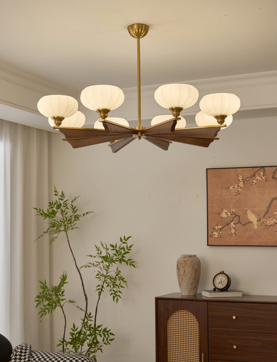 Elara Bloom Chandelier – Modern Brass & Glass Pendant Light
