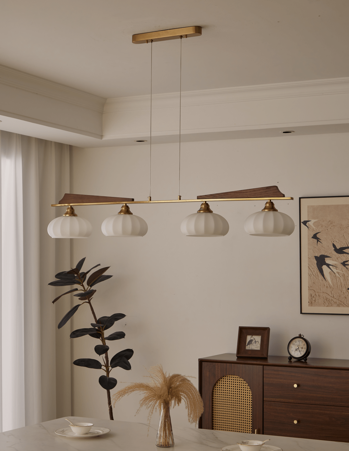 Elara Bloom Chandelier – Modern Brass & Glass Pendant Light